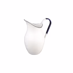 Ibili "Blanca Belly Shaped Enamelled Steel Pitcher, White/Blue, 2.5 Litre