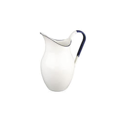 Ibili "Blanca Belly Shaped Enamelled Steel Pitcher, White/Blue, 2.5 Litre
