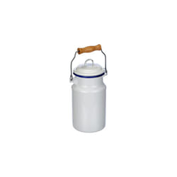 Milk Churn 1 l of Enamelled Steel in White/Blue, 10 x 10 x 22 cm