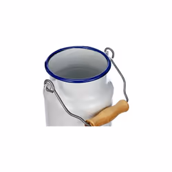 Milk Churn 1 l of Enamelled Steel in White/Blue, 10 x 10 x 22 cm
