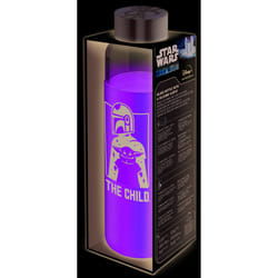 The Child Mandalorian Glass Bottle with silicone cover