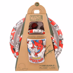 Spiderman 3Pcs Wooden Kids - Plate, Bowl and Tumbler Lunch Dinner Set