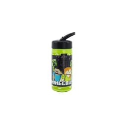 Minecraft 410ml Sports Water Bottle with Straw and Builtin Handle