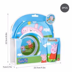 Peppa Pig 3pcs Tableware Set Plate, Bowl & Tumbler, BPA Free