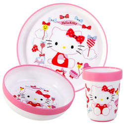 Hello Kitty 3pcs Bicolor Tableware Set Plate, Bowl & Tumbler, BPA Free