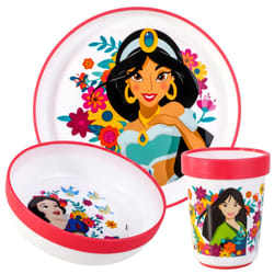 Disney Princess 3pcs Bicolor Set Plate, Bowl & Tumbler, BPA Free
