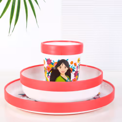 Disney Princess 3pcs Bicolor Set Plate, Bowl & Tumbler, BPA Free