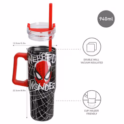 Spiderman 940mL/33oz Double Walled Vacuum Stainless Steel Tumbler