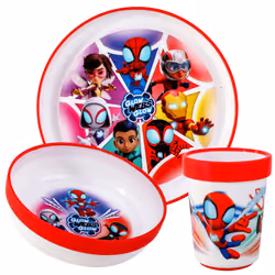 Spidey 3pcs Bicolor Set Plate, Bowl & Tumbler, BPA Free