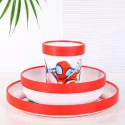 Spidey 3pcs Bicolor Set Plate, Bowl & Tumbler, BPA Free