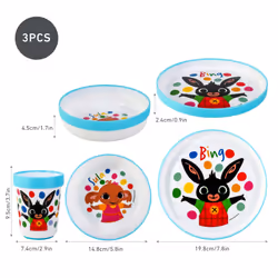 Bing 3pcs Bicolor Dinner Tableware Set Plate, Bowl & Tumbler, BPA Free