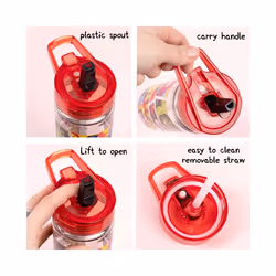 Spiderman Plastic Bottle with Straw BPA Free 580 ml School Water Bottle for Boys 100% Leakproof Durable Superhero Bottle