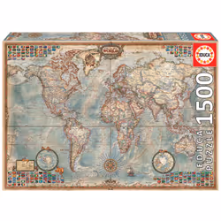 Educa Political Map of The World, 1500 pc(s), Maps, 12 yr(s)