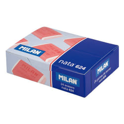 Milan Box 24 white soft nata erasers 624 with pink cellophane
