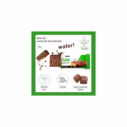 Vegan Protein Bar (12x35g) Salted Chocolate Flavour. 100% Vegan Wafer Bar with 30% Pea and Rice Proteins, Crispy and Coated with Dark Chocolate. Palm