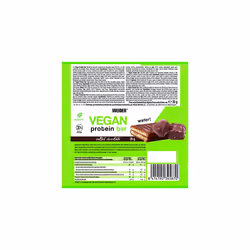 Vegan Protein Bar (12x35g) Salted Chocolate Flavour. 100% Vegan Wafer Bar with 30% Pea and Rice Proteins, Crispy and Coated with Dark Chocolate. Palm