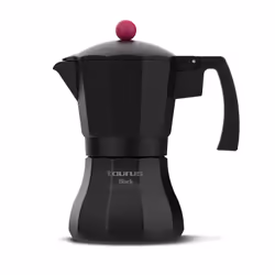 Taurus Black Moments 9, Moka pot, Black, Aluminium, 9 cups, Stainless steel
