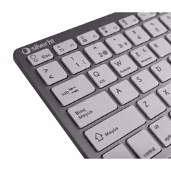 SilverHT 111938640199 keyboard Universal Bluetooth Spanish Silver, White