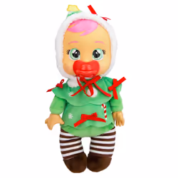 Cry Babies Tiny Cuddles Christmas Noelle - 9 Baby Dolls  Cries Real Tears  Red and Green Christmas Tree Themed Pajamas