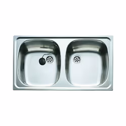 Teka E/800.440 2C, Undermount sink, Rectangular, Stainless steel, Stainless steel, 2 bowls, Square