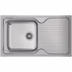 Teka CLASSIC 1C 1E SF, Top-mounted sink, Rectangular, Metal, Stainless steel, 1 bowls, Square