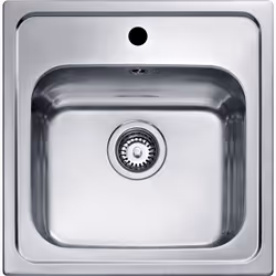 Teka ELINE 1C, Top-mounted sink, Square, Stainless steel, Stainless steel, 1 bowls, Square