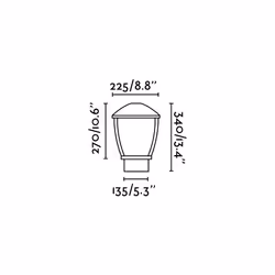 Faro 75001, Outdoor pedestal/post lighting, Dark Grey, Aluminium, IP44, I, E27