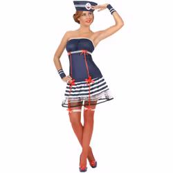Sexy sailor costume women's strapless dress