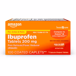 Amazon Basic Care Ibuprofen Tablets, 200 mg, Pain Reliever