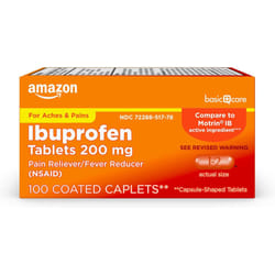 Amazon Basic Care Ibuprofen Tablets, 200 mg, Pain Reliever