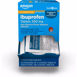 Amazon Basic Care Ibuprofen Tablets, 200 mg, Pain Reliever