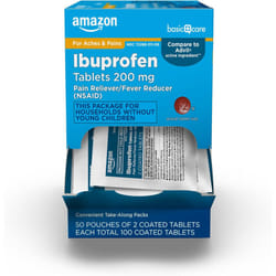 Amazon Basic Care Ibuprofen Tablets, 200 mg, Pain Reliever