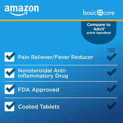 Amazon Basic Care Ibuprofen Tablets, 200 mg, Pain Reliever