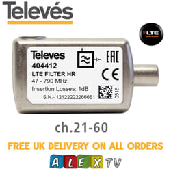 New Televes HR 4G LTE Freeview Filter 47...790MHz CH60 Eliminate 4G Interference