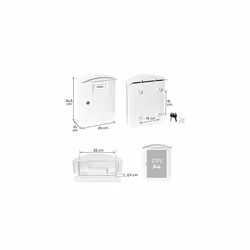 Letter Box Made of Highly Durable Plastic, Size M (DIN A4), Weather and Corrosion Resistant, Wall Letter Box with Name Plate and Protective Flap, Easy