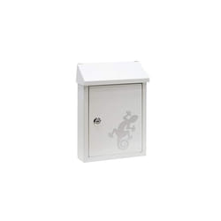 Smart Graphic E5721-SAL Letter Box Made of galvanised Steel, with Screen Printed Motif, Size Post, Wall letterbox for Outdoors, White with Salamander,