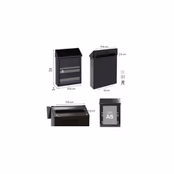 E5724-STR Letterbox, Black with Screen Printing