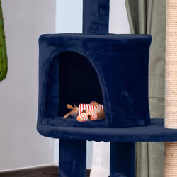 PawHut 4 Tiers 104cm Cat Tree w/ Scratching Posts Perches  Hanging Ball, Blue - Additional view 6