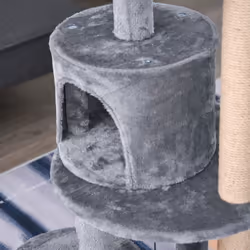 PawHut Grey 3-Tier Cat Tree With Scratching Posts | Cat Tree House