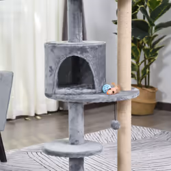 PawHut Grey 3-Tier Cat Tree With Scratching Posts | Cat Tree House - Additional view 6
