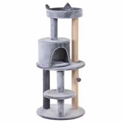 PawHut Grey 3-Tier Cat Tree With Scratching Posts | Cat Tree House - Additional view 8
