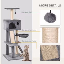 PawHut Cat Activity Tree with Condo Sisal-Covered Scratching Posts for Climbing