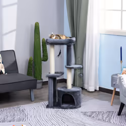 PawHut Cat Multi-Activity Tree Tower w/ Perch House Scratching Post Play Ball