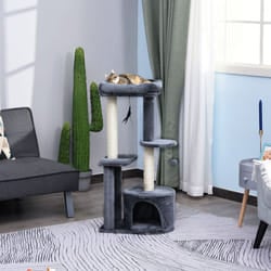 PawHut Cat Multi-Activity Tree Tower w/ Perch House Scratching Post Play Ball