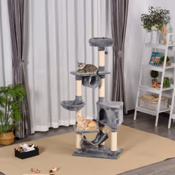 PawHut 150CM Cat Tree Tower Kittens Activity Stand House Scratching Posts