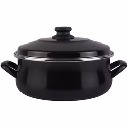Magefesa Enameled 20cm Casserole Pot Black Steel & Lid Non Stick 3 L. Oven Safe