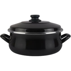 Magefesa Enameled 20cm Casserole Pot Black Steel & Lid Non Stick 3 L. Oven Safe