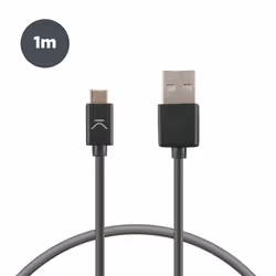 Ksix USB-A to USB-C 12 W charge and data cable, 1 m, Black, 1 m, USB C, USB A, USB 2.0, 0.48 Gbit/s, Black