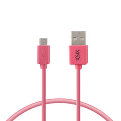 Ksix USB-A to Micro-USB 20 W charge and data cable, Fast charge, 1 m, Pink