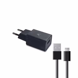 Ksix 10 W wall charger, USB-A + 1 m USB-A to Micro-USB cable, 1 m, Black, Indoor, AC, 5 V, 2 A, Black